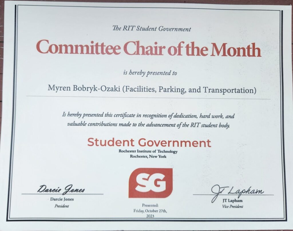 committee chair of the month award
